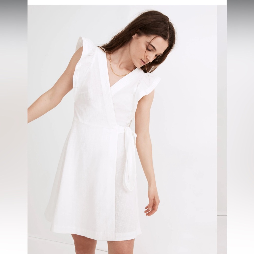 Madewell Ruffle-Sleeve Wrap Mini Dress